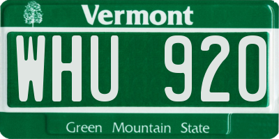 VT license plate WHU920