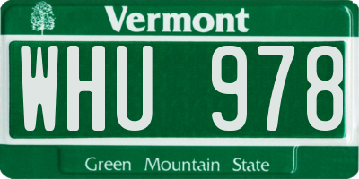 VT license plate WHU978