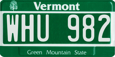 VT license plate WHU982