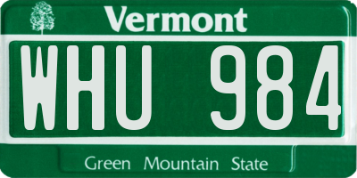 VT license plate WHU984