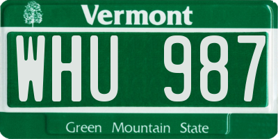 VT license plate WHU987