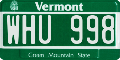 VT license plate WHU998