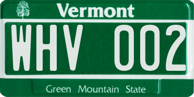 VT license plate WHV002
