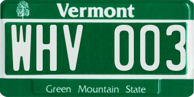 VT license plate WHV003