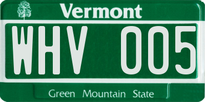 VT license plate WHV005