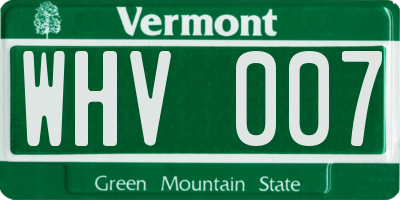 VT license plate WHV007