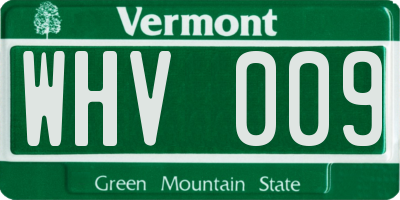 VT license plate WHV009