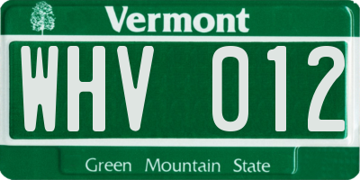 VT license plate WHV012