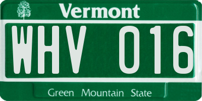 VT license plate WHV016