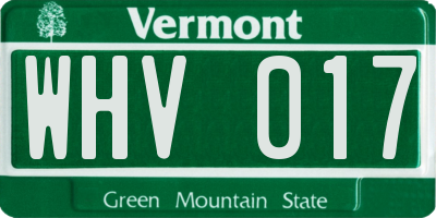 VT license plate WHV017