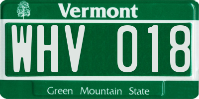 VT license plate WHV018