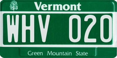 VT license plate WHV020