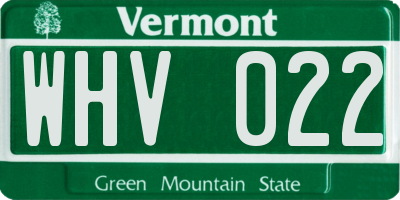 VT license plate WHV022