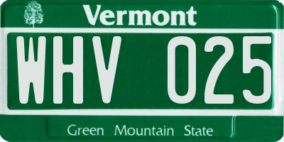 VT license plate WHV025