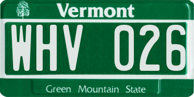 VT license plate WHV026
