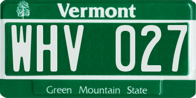 VT license plate WHV027