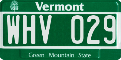 VT license plate WHV029