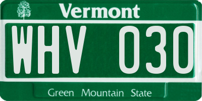 VT license plate WHV030