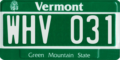 VT license plate WHV031