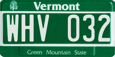 VT license plate WHV032