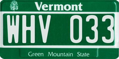 VT license plate WHV033