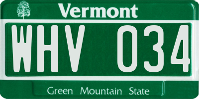 VT license plate WHV034