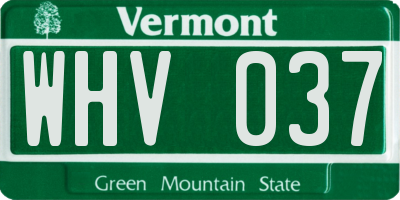 VT license plate WHV037