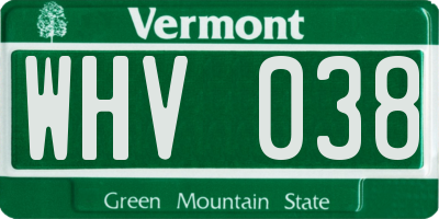 VT license plate WHV038