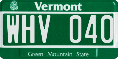 VT license plate WHV040