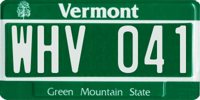 VT license plate WHV041