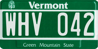 VT license plate WHV042