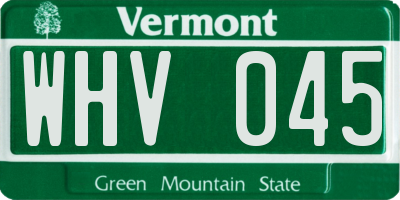 VT license plate WHV045