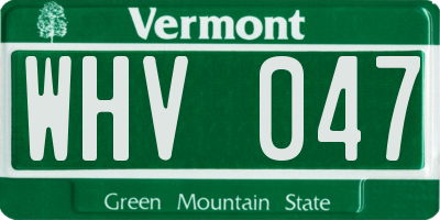 VT license plate WHV047