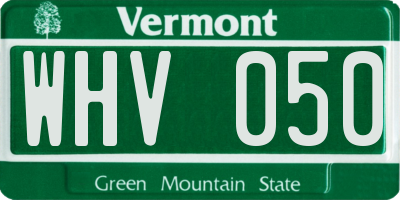 VT license plate WHV050