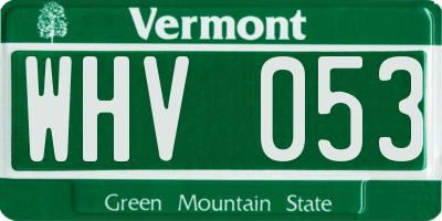 VT license plate WHV053