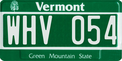 VT license plate WHV054