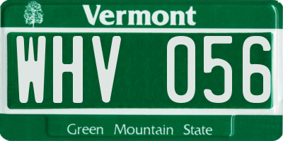 VT license plate WHV056