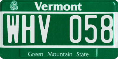 VT license plate WHV058