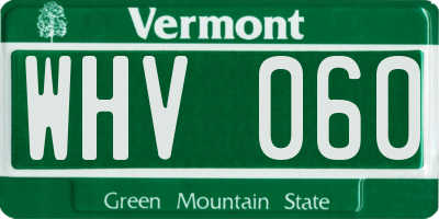 VT license plate WHV060