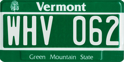 VT license plate WHV062