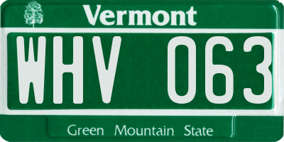 VT license plate WHV063