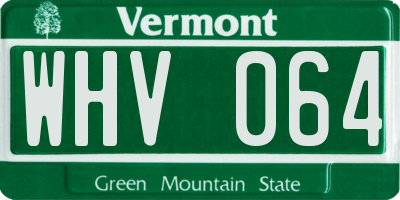 VT license plate WHV064