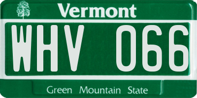 VT license plate WHV066
