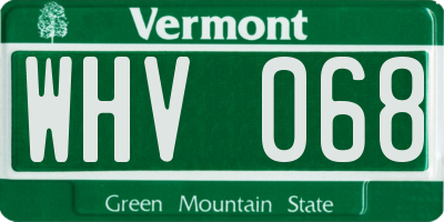 VT license plate WHV068