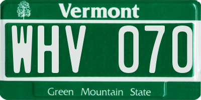 VT license plate WHV070