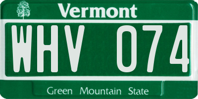 VT license plate WHV074