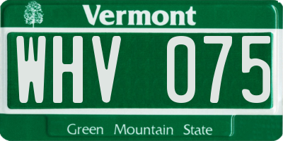 VT license plate WHV075