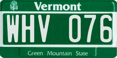VT license plate WHV076