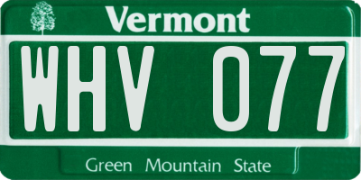 VT license plate WHV077
