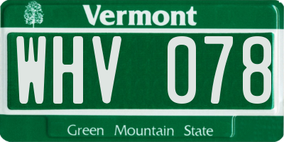 VT license plate WHV078